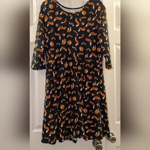 Cozy Navy Fox 3/4 Sleeves Dress Sz L